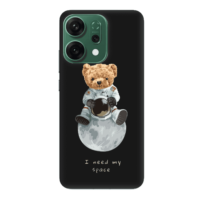 Oppo RENO 14 Bear in space Black Colored Silicone TPU Θήκη